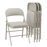 Garvee Klappstühle Set 4, PU Leder, Metall, Faltbar, Bis 159 Kg, Für Innen & Außen, Beige - Beige