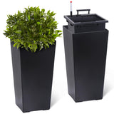 Garvee 22,5" Hohe Pflanzgefäße Set 2 Mit Automatischer Bewässerung Für Garten & Terrasse, Schwarz, Wetterfester Kunststoff, 22,5 Zoll - Schwarz