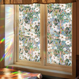 Garvee Fensterfolie Blickdicht Selbsthaftende Sichtschutzfolie 43x100cm Bunt 3D Regenbogen Folie Anti-UV mit Pflanzenmotiv - Wie gezeigt