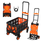 Garvee Faltbarer Handwagen – 150 kg Tragkraft, Stahlrahmen, Teleskopgriff, Gummiräder, Kompakt, Orange - Orange
