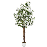 Garvee 6FT Künstlicher Osmanthus Baum Mit 252 Weißen Blüten, Natürlicher Holzstamm, Pflegefrei, Stabiler Topf Für Indoor & Outdoor Dekoration