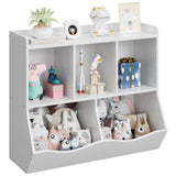 Garvee Kinderspielzeug Bücherregal Mit 3 Offenen Fächern & 2 Kippboxen Für Schlafzimmer Und Spielzimmer, Holz, 36x11x31cm, Naturholzfarben - Weiß