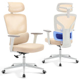 Garvee Ergonomischer Bürostuhl Mesh Mit Verstellbarer Lendenstütze Hoher Rückenlehne 3D-Armlehnen Metallrahmen Drehbar Für Büro Und Homeoffice Schwarz - Beige-P