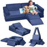Garvee Kinder Sofa Modular 12-teilig, 120×60×28 cm, Vielseitig, Für Spielzimmer, Marineblau - Marineblau
