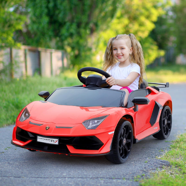 GARVEE Offiziell lizenziertes Lamborghini Elektro-Kinderauto mit LED-Scheinwerfern und originalgetreuem Sportwagen-Design