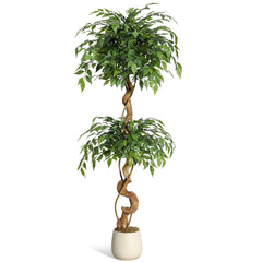Garvee Künstlicher Ficus Baum 150 cm – Formbar, Pflegefrei, Weißer Topf, Realistische Indoor & Outdoor Dekoration