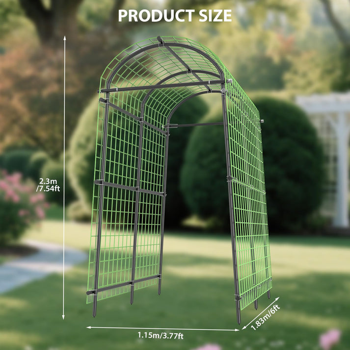 Produktmaße Gartenbogen Höhe 229cm, verstellbare Breite 89-114cm