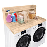 Garvee 2-Stufige Waschmaschine Trockner Ablage Holz Mit 2,75" Kanten & Anti-Rutsch Pads Für Waschraum 54"x27.55"x19.68" Wasserfest - Naturholzfarbe