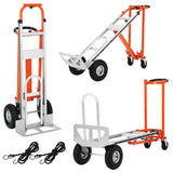 Garvee 3-in-1 Profi-Handwagen – Schwerlast Transportkarre 360kg Tragkraft, Klappbar & Mit Elastischen Gurten, Ideal Für Lager, Büro Und Umzug (Orange) - Orange