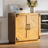Garvee Sideboard mit 2 Türen und verstellbaren Einlegeböden, Buffetschrank in Naturholzoptik mit schwarzen Metallbeschlägen, Landhaus Aufbewahrungsschrank für Küche, Esszimmer, Wohnzimmer und Flur