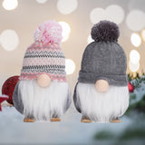 Garvee 2er Set Weihnachtswichtel Mit LED-Nase & Holzski, Handgefertigt, 8 Zoll, Grau & Schwarz, Tisch- & Regaldeko