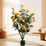 Garvee Künstlicher Kamelienbaum 1Pc 3.28ft mit Realistischen Blüten, UV-Beständig, Pflegeleicht für Innen- und Außenbereiche, Grün - Wie gezeigt