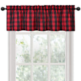 Garvee Cafe Fensterdeko Gardine Mit Stangentasche Buffalo Karo, Lichtdurchlässig, Polyester, 56x15 Zoll, Küche - Schwarz & Rot