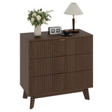 Garvee 3-Schubladen-Schrank Aus MDF + Partikelboard, Naturholzfarbe, Vertikaler Achtfuß-Schrank Für Wohnzimmer, Schlafzimmer, Büro, 89x47.5x18cm, Stabil Und Stilvoll - 