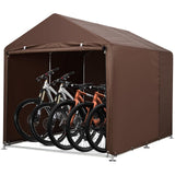 Garvee Fahrradgarage 420D, Wasserdicht, UV-Schutz, Stahlrahmen, Wetterfest, Für Garten & Hof - Braun