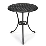Garvee Bistro Tisch 61 cm Rund, Aluminium, Vintage Design, 5 cm Schirmloch, Für Balkon & Garten - Schwarz