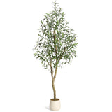 Garvee Künstlicher Olivenbaum 6Ft Mit Realistischen Früchten & Flexibler Stamm Für Indoor Wohnzimmer Büro Weißer Topf - grün
