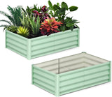 Garvee Verzinkte Hochbeete 180×90×30 cm – Metall, Gummikanten, 0,3 mm für Balkon & Garten - Grün