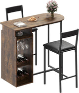 Garvee Bar Tisch Und Stühle Für 2 Mit Weinregal Und Samtpolster, Multifunktional, Platzsparend Für Küche Und Esszimmer, Modern, Komfortabel