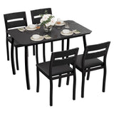 Garvee Essgruppe, 1 Tisch + 4 Stühle für 4 Personen, Metall, Modern, Schwarz - Schwarz