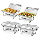 Garvee 4er Set Silber Chafing Dishes 8QT Edelstahl Warmhalteplatten 62 x 36 x 30 cm Für Professionelles Catering Großküchen Events - Silberner Ständer