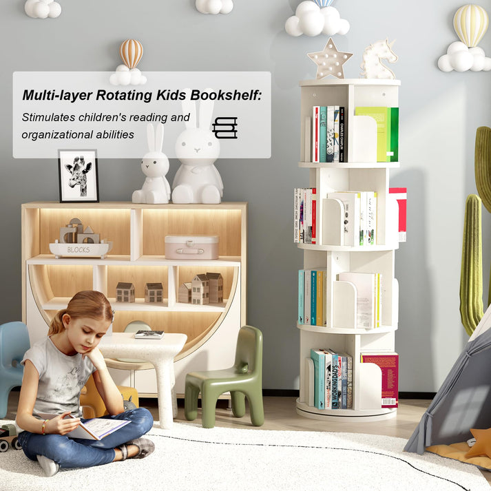 Drehbares Bücherregal 360° – 4 Ebenen für übersichtliche Ordnung