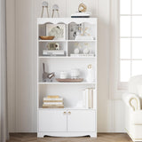 Garvee Bücherregal 5-stöckig Modernes Holz Mit Türen Für Büro & Wohnzimmer, Großer Stauraum, Robust, MDF, Vielseitig, Braun