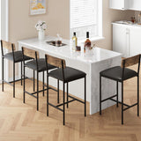 Garvee Barhocker Set 4 Gepolstert Mit Rückenlehne Breiter Sitz Metallrahmen Fußstütze Retro Braun Für Kücheninsel & Bar - Braun