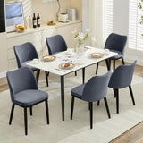 Garvee Esszimmerstühle 6er-Set, moderne Polsterstühle mit Samt, ergonomischer Rückenlehne & Holzbeinen, Dunkelgrau, gepolstert - Dunkelgrau
