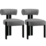 Garvee Esszimmerstühle 2er-Set, Bouclé Stoff, Ergonomisch, Gummibaumholz Beine, Modern, Komfortabel, Für Esszimmer & Wohnzimmer - Grau