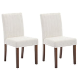 Garvee Parsons Button Tufted Esszimmerstühle 2er Set Gepolstert Ergonomisch Leinenstoff Rubberwood Beine Beige Streifen Für Küche Wohnzimmer