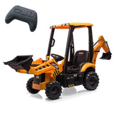 Garvee Gelb 12V Elektro Bagger 4 in 1 für Kinder mit Fernbedienung Ab 3-8 Jahre Fahrspaß und Spiel - Gelb