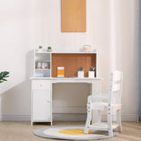 GARVEE Kinder Schreibtisch-Set mit Staufach, Regal, Magnettafel und Schublade, Lernschreibtisch für Kinder von 3–8 Jahren, Ideal zum Lernen, Lesen und Malen, Weiß - Weiß