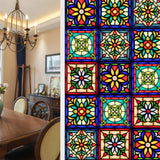 Garvee Bunte Retro Fensterfolie Mit Blumenmuster, Statisch Haftend, 45x100 cm, Selbstklebend, Lichtdurchlässig Für Wohnzimmer Und Büro - Wie gezeigt