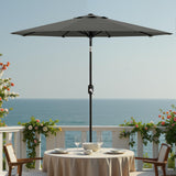 GARVEE Sonnenschirm 272 cm, UV50+ Schutz, 8 Rippen, Kurbel und Neigefunktion, Polyester, Gartenschirm für Terrasse & Garten, Grau - Grau