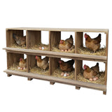 GARVEE 2-stöckiges Legenest für Hühner, 8 Fächer, Hühnernistkasten aus Naturholz mit Lüftungslöchern, für Hennen & Geflügel