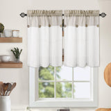 Garvee Küchenvorhänge Mit Patchwork-Knöpfen, Lichtdurchlässig, Leinen-Polyester, 69x76cm, Natur, Für Küche Und Bad - 