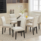 Garvee Esszimmerstühle 2er-Set, moderne Polsterstühle mit hoher Rückenlehne, Ziernägeln & Holzbeinen, Beige