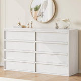 Garvee 8 Schubladen Kommode Mit Großem Stauraum Für Schlafzimmer Und Wohnzimmer, 54 Zoll, Holz, Modernes Design, Stabil - Antikweiß