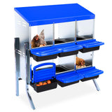 Garvee 6-Loch Hühnernistkasten mit Beinen 81×52×95 cm – Blau, Hygienisch & Komfortable Arbeitshöhe - Blau