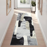 Garvee Moderner Abstrakter Salon-Teppich Kurzflorig Rutschfest Maschinenwaschbar Weich Leicht 60x230 cm Wohnzimmer Büro Mehrfarbig