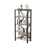 GARVEE Bücherregal, 5 Ebenen, MDF & Metall, LED-Beleuchtung, Grau – für Wohnzimmer & Schlafzimmer