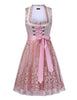 Garvee Dirndl Damen Mid Trachtenkleid Mit Spitzenschürze Für Oktoberfest Rosa Größe 36 Elegantes Design