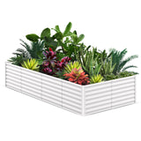 Garvee Rechteckiges Metall Hochbeet 240×120×60 cm – Pulverbeschichtet, Rostfrei für Gemüse, Blumen & Kräuter - Weiß