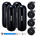 Garvee Bootsfender 4er-Set 25,4 × 71,1 cm Robuster PVC Gerippte Mitte mit Seilen & Pumpe für Yachten & Stege - Schwarz