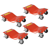 Garvee Auto-Rad-Dolly aus Stahl, 4 Stück, 2721 kg Tragkraft, 360° Rollen mit Bremse, Werkstatt - Orange