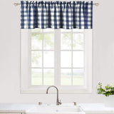 Garvee Kurz Gardinen Für Caféfenster Mit Gingham Karomuster, Lichtfilternd, Pflegeleicht, 56"x15", Polyester, Küche & Schlafzimmer - Dunkelblau & Weiß