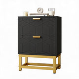 Garvee Kommode 40×42×54 cm, 2 Schubladen, Kippschutz, 2 Schubladen, Schwarz - Schwarz