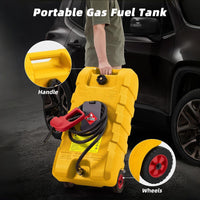 Garvee Gelb 15 Gallonen Kraftstoffkanister Mobil mit Rädern Handpumpe 57L für Auto Boot Rasenmäher ATV