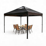 Garvee Faltpavillon 3 × 3 m, 3 × 3 m, Zentrale Verriegelung, 3 x 3 m Dachfläche, Schwarz - Schwarz